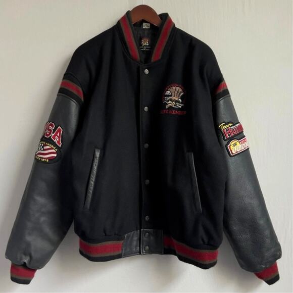 NORTH AMERICAN HUNTING CLUB LIFE Leather Wool Member JacketSize XL